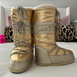 Metallic Gold Moon Boots